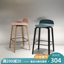 Nordic bar stool casual bar chair bar modern simple creative solid wood backrest high stool home bar stool