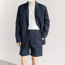 MG Korean style suit suit retro light cooked solid color casual summer shorts two-piece set single west top tide