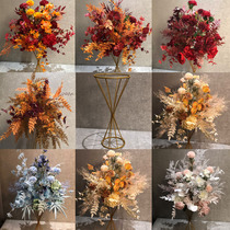 New wedding iron flower road guide layout main table road guide flower iron vase road guide decoration scene layout