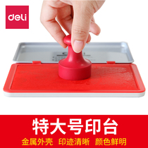 Deli 9893 printing station Red quick-drying Super Financial large quick dry seal Indonesia printing Mud Box new children hand and foot printing oil Office supplies small portable fingerprint stamp stamp