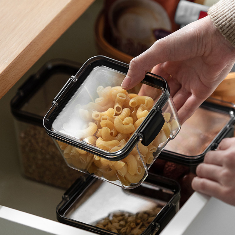 Japanese sealed tank transparent home kitchen spice food grade nut tea storage tank five grain grain storage box