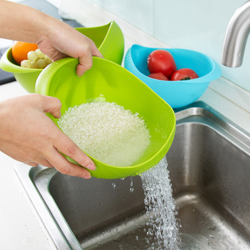 Creative kitchen rice washing rice sieve home rice basin plastic leaching basket god size multi-functional washbasin