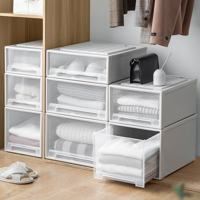 Drawer-style clothes storage box plastic transparent locker underwear clothing finishing box artifact wardrobe storage box
