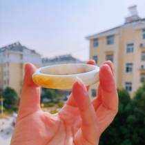 Jade bracelet a goods natural yellow jade Dang noble concubine jade bracelet spring color is ice floating flower Myanmar with identification certificate