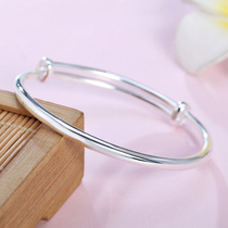 Gold Shop Glossy 999 Sterling Silver Bracelet Foot Silver Korean Simple Bracelet for Valentines Day Gift
