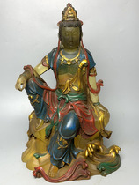 Antique collection of old objects rural collection ancient French glaze hand-painted Guanyin Buddha statue
