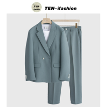  Spring and autumn new loose drop sense suit suit male Korean version of the trend handsome casual light cooked style small suit three-piece suit