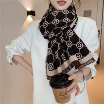 2021 winter new 100% cashmere scarf female Korean fashion Joker ring jacquard burr shawl