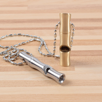 Retro bamboo whistle high decibel metal beaded whistle outdoor survival whistle referee signal whistle key pendant