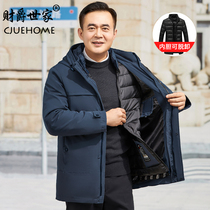 Dad cotton winter coat thickened and flocked cotton coat 2021 autumn new middle-aged mens winter down quilted jacket