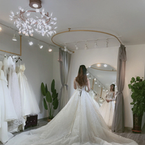 Gold fitting ring U-shaped bar wedding dress shop dressing room fitting rack bar clothing shop curtain bracket customization