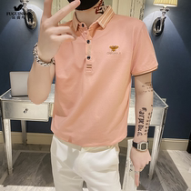 Rich bird polo shirt men thick Japanese niche design sense short-sleeved ice silk Dad Xia Guochao breathable trend loose