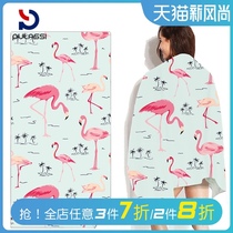 Plash swimming bath towel Womens bath shawl Fashion portable adult sports quick-drying towel Beach travel outdoor bathrobe