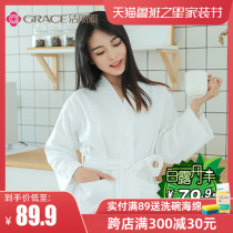 Jielia Hotel Bathrobes Waffle robes Spring and summer long thin cotton adult mens and womens bathing water quick drying