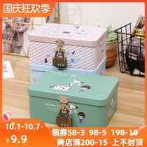 Lockable storage box lock box home students letter box privacy jewelry box small iron box small box