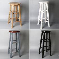 Solid wood bar chair Nordic bar stool Modern minimalist front desk cashier photo creative high-legged high stool