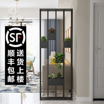 Industrial style partition entrance entrance Wrought iron office fleshy green radish flower rack Guest restaurant screen shelf decoration