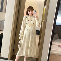 Nanas pregnancy wear pregnant womens autumn new net red Foreign Air embroidery breastfeeding dress spring and autumn