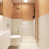 Modern minimalist milk white bathroom tiles bathroom kitchen balcony wall tiles apricot orange beige dining room floor tiles