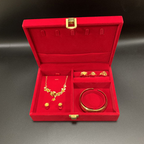 Marriage Three Gold Jewelry Marriage Engagement Gift Gold Jewelry Box Necklace Ring Dragon and Phoenix Bracelet Multi-piece Set Box