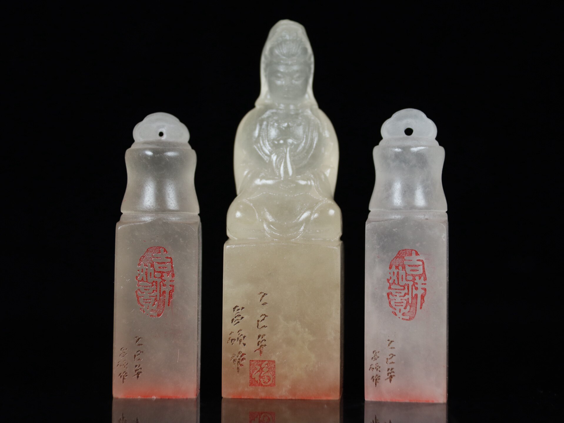 極美品 寿山石荔枝凍 八仙過海 精雕摆件約13×11×3cm370g 5895 神品现世！寿山三彩荔枝冻龙凤钮章重磅亮相_搜狐网