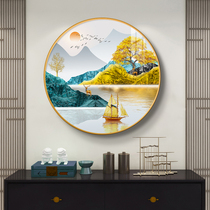 New Chinese style round decorative painting Entrance landscape painting Living room hanging painting Corridor corridor Vertical version of the dining room mural