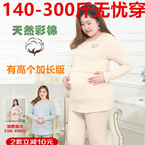  Pregnant women oversize lengthened autumn clothes Autumn pants Nursing cotton sweater 200-300 kg pajamas confinement autumn clothes pants suit