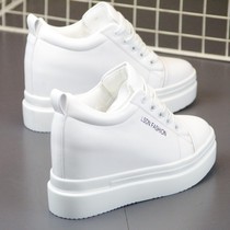 Hong Kong trendy shoes 2021 new small white shoes womens thick soles 10cm single shoes Joker casual sports shoes board shoes