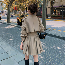 Windbreaker womens long small 2021 spring and autumn new this year popular British port wind short coat coat