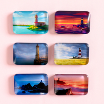 Each charming historic lighthouse landscape refrigerator tile tile a set of crystal glass magnetic stickers refrigerator decorative stickers