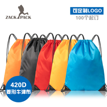 Customized LOGO sports waterproof pocket womens drawstring backpack mens small back bag bag student training class printing