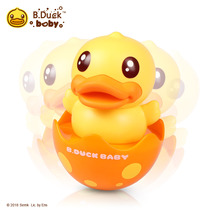 B Duck small yellow Duck tumbler infant 0-3-6 month soft glue can bite Bell Bell children rattle early education toy