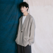 Mr Montmartre Korean blazer mens autumn lazy trendsetter BF mens and womens striped all-match tops