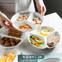Split fat reduction quantitative meal plate multi-grid household two-grid ceramic tableware Japanese breakfast plate three-grid plate