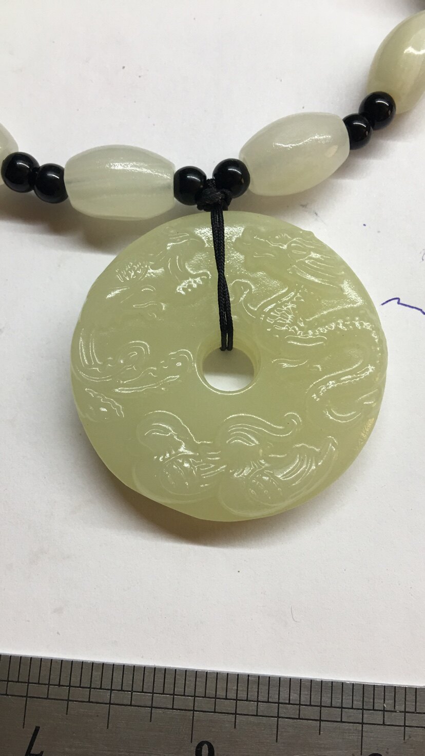 Liaoning Yanyan River grinding jade natural jade pendant dragon phoenix with jade Ping An brand jade pendant chain
