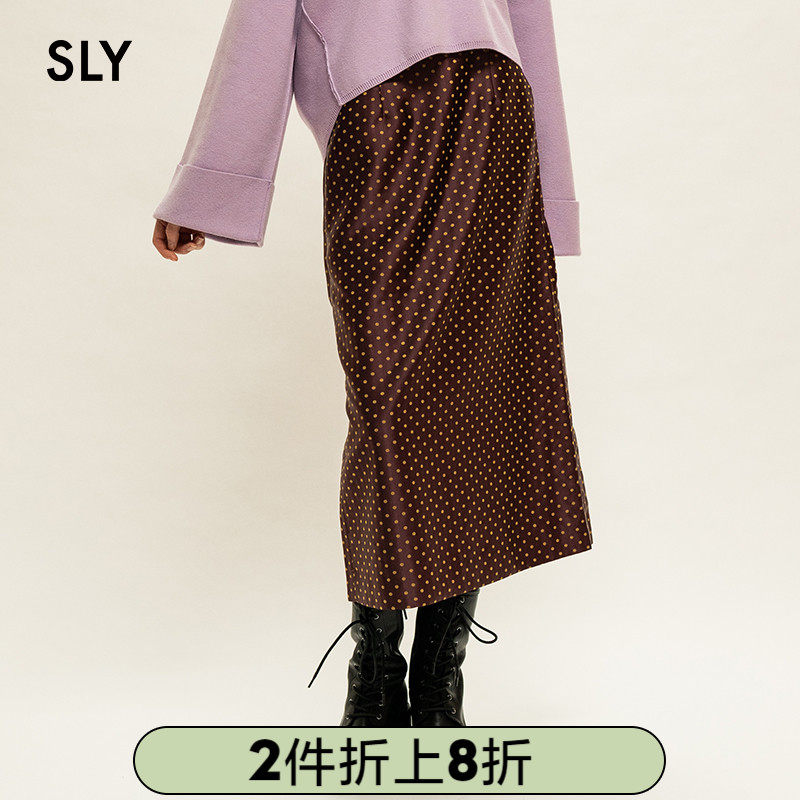 SLY Springs new solid-color wave dot print casual skirt 030CAY31-5170