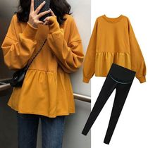 Pregnant women's coat spring new long sleeve vests two-piece spring fashion suit spring size loose dress