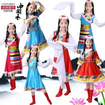 New children Tibetan dance costumes performance clothes Tibetan water sleeves minority girls dance clothes children