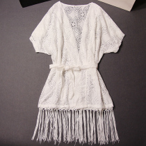 2021 Beach Blouse Women Chiffon Lace Long Blouse Cardigan Sunscreen Bikini Hot Spring Coat