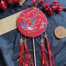Ancient style group fan wedding happy fan finished embroidery Chinese clothing with fan dance fan shooting props small round fan