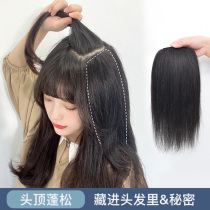 Ai Fei real hair top pad hair on both sides of the hair pad hair root fluffy artifact skull top no trace replacement wig piece