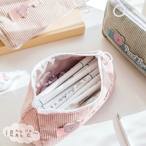 Three-year second class corduroy big triangle pen bag simple large capacity ins small net red high-value pen box Primary School students cute fairy multi-function portable pencil case Japanese stationery box pencil case