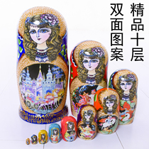 Imported Russian trekking 10 layers of baked lacquer stories Morning Teach Toys Pure Handmade Holiday Gifts Shake