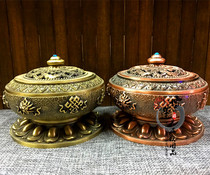 Antique incense burner pan incense burner yellow blue purple three-color alloy incense burner tea ceremony room Buddha Hall ornaments