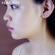 18kk Gold Golden Color Silver Earline Girls Long Flowing Su Rose Gold Earrings Gold Pure Silver Temperament Earmark New Summer