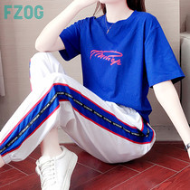 FZOG Fitzog sports suit womens summer 2021 new fashion loose Korean version of short-sleeved casual two-piece suit