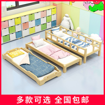 Kindergarten special bed trustee class primary school students simple afternoon bed Children solid wood stacked bed multifunctional guardrail bed