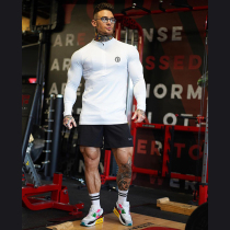  Muscle brother sports T-shirt mens long-sleeved tights 2020 autumn new fitness polo shirt quick-drying stretch suit