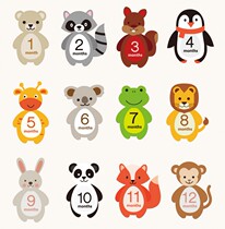 Newborn baby month stickers 12 months digital belly stickers growth photography stickers full moon 100 days photo props