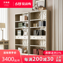 American Country Mori Impression High-end Gray Wood Bookcase with Customized Wall Wall Show Cabinet